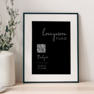 Editable Black and White Wedeymoon Sign Poster