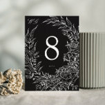 Editable Black Blume White Wreath Wedding Tischnummer<br><div class="desc">Dies ist Teil einer Sammlung - wenn Sie Hilfe benötigen oder mehr,  wenn Sie mich kontaktieren</div>