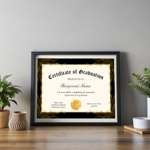 Editable Black Certificate of Abschluss Award