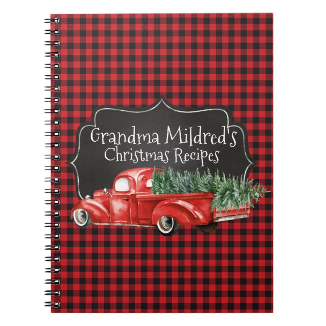 Editable Black Red Buffalo Kariert Red Truck Notizblock (Vorderseite)