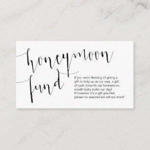 Editable Black Script, Wedding Honeymoon Fund Begleitkarte