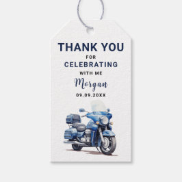 Editable Blue Birthday Motorbike Vielen Dank Tag Geschenkanhänger