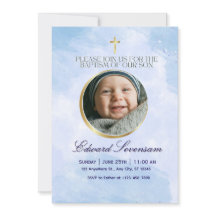 Editable Blue Cloud Baby Boy Baptism 