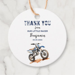 Editable Blue Dirt Bike Birthday Circle Geschenkanhänger