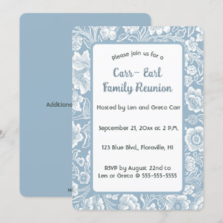 Editable Blue Floral Einladung