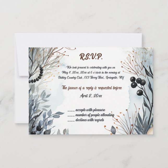 Editable Blue Flower Garden UAWG RSVP Karte (Vorderseite)