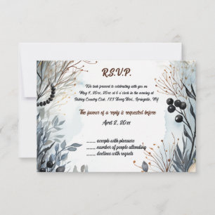 Editable Blue Flower Garden UAWG RSVP Karte