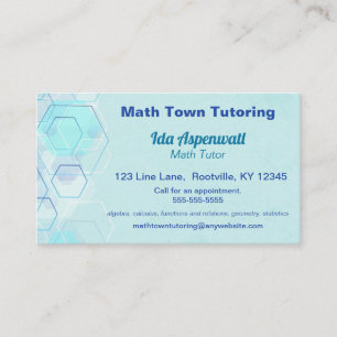 Editable Blue Geometrie Match Tutor Visitenkarte