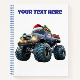 Editable Blue Monster Truck Weihnachts Spiral Edit Notizbuch
