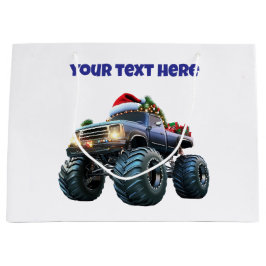 Editable Blue Monster Truck Weihnachtsgeschenk Tas Große Geschenktüte