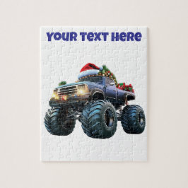 Editable Blue Monster Truck Weihnachtspuzzle Puzzle