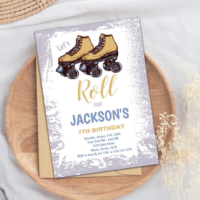 Editable Blue Skate Party laden Einladung (Boy Skating Birthday Invitations)