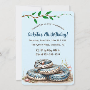 Editable Blue Snake Birthday Einladung