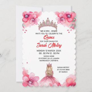 Editable Blush Pink Quinceañera Invitation templat Einladung