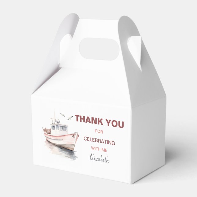 Editable Boat Birthday Gable Box/ Gefallen Box - B Geschenkschachtel (Vorderseite)