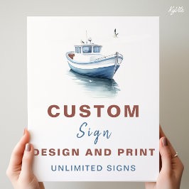 Editable Boat Nautical Custom Birthday Sign - Boy Poster