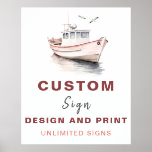 Editable Boat Nautical Custom Birthday Sign - Mädc Poster