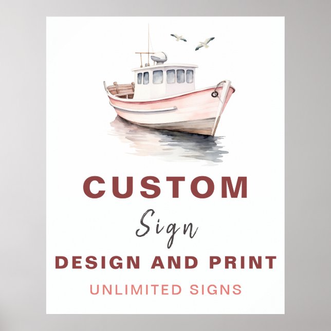 Editable Boat Nautical Custom Birthday Sign - Mädc Poster (Vorne)