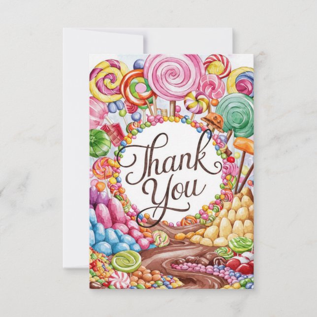 Editable Boho Candyland danke Karte (Vorderseite)