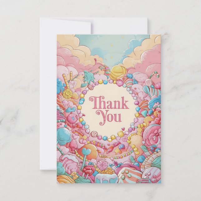 Editable Boho Candyland danke Karte (Vorderseite)