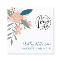 Editable boho florrosa blaues Logo Haar Make-up