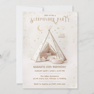 Editable Boho Sleepunder Party Birthday Einladung