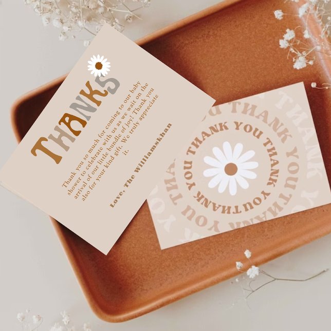 Editable Boho Vielen Dank Baby Duschkarte Vorlage (Von Creator hochgeladen)