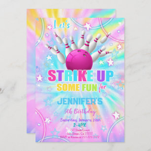 Editable Bowling Birthday Einladung