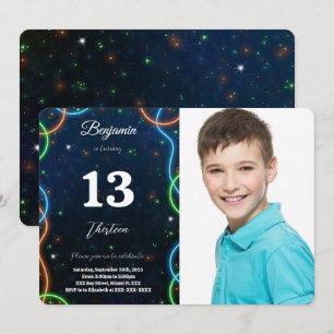 Editable Boy Birthday Foto Einladung