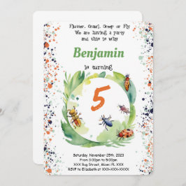 Editable Boy Bug Birthday Party Einladung