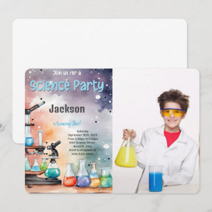 Editable Boy Science Birthday Party Foto Einladung
