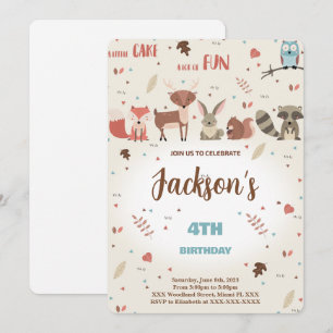 Editable Boy Woodland Birthday Einladung