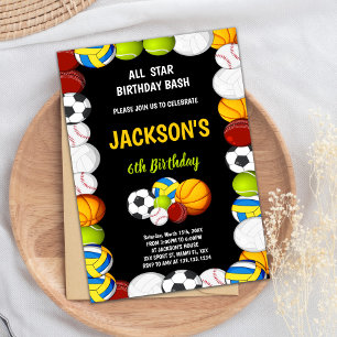 Editable Boys Athletic Party Einladung
