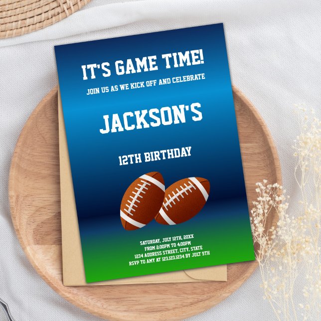 Editable Boys Game Day Sports Party laden ein Einladung (2 Balls Football Birthday Invitations)