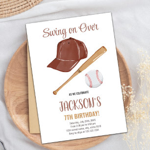 Editable Boys Sports Party Card mit Red Stitch De Einladung