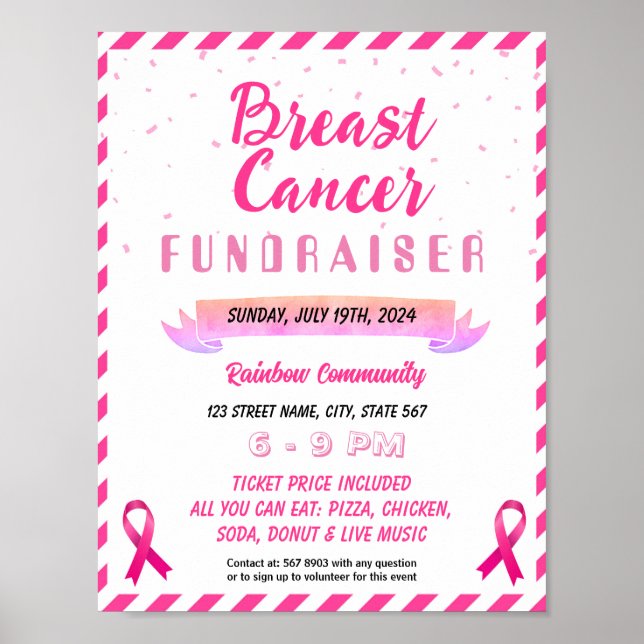 Editable Breast Cancer Benefit Fundraiser Vorlage Poster (Vorne)