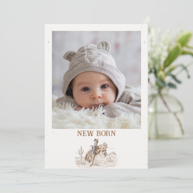 Editable Brown First Rodeo Monthly Banner Flag Einladung (Stehend Vorderseite)