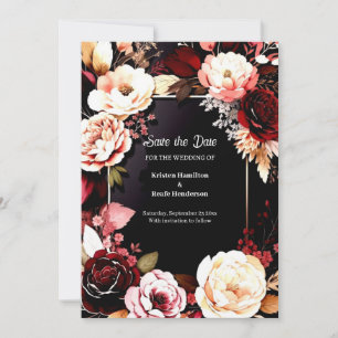 Editable Burgundy Romance Save The Date