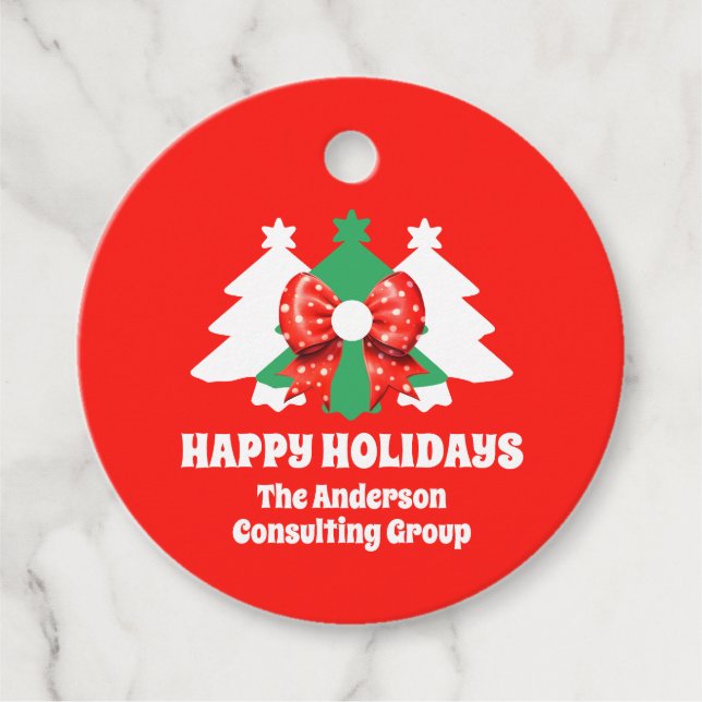 Editable Business Logo Happy Holidays Corporate Geschenkanhänger (Vorderseite)