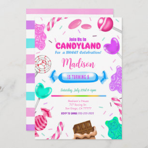 Editable Candy land Birthday Einladung
