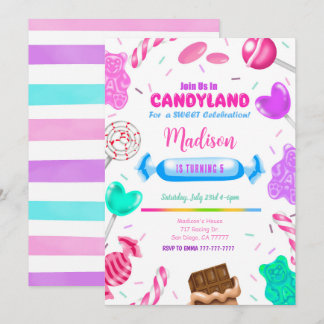 Editable Candy land Birthday Einladung