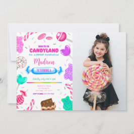 Editable Candy Land Birthday Foto Einladung
