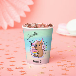 Editable Capybara Birthday Party Cup  Pappbecher