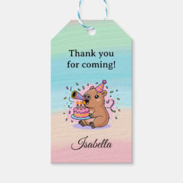 Editable Capybara Birthday Sticker Cute Kids Party Geschenkanhänger