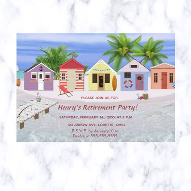 Editable Caribbean Beach Retirement Einladung (This is a perfect invitation for a party on a beach!)