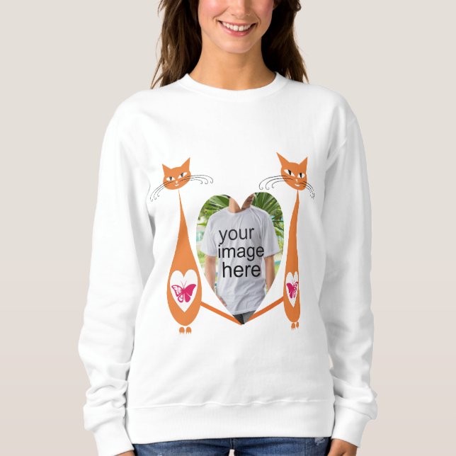 Editable Cat Liebe Herz Benutzerdefiniertes Design Sweatshirt (Vorderseite)