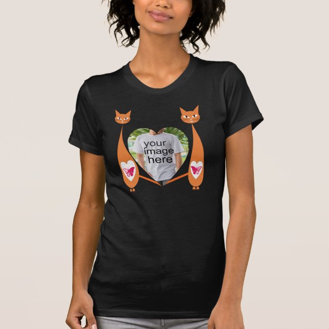 Editable Cat Liebe Herz Benutzerdefiniertes Design T-Shirt (Vorderseite)