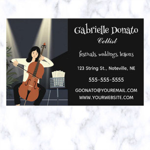 Editable Cellist Musician Business Card Visitenkarte