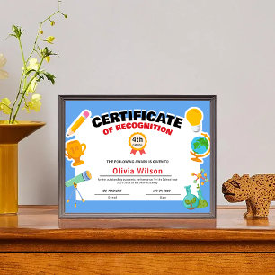 Editable Certificate of Recognition Student Award