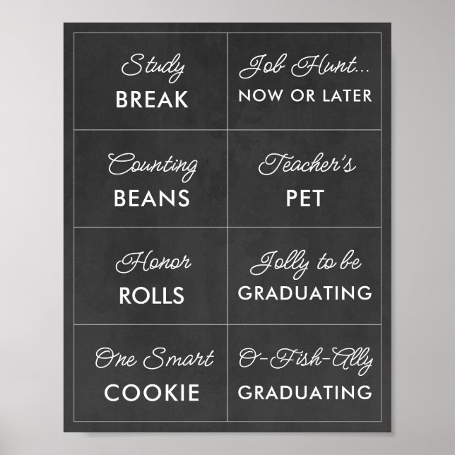 Editable Chalkboard Abschluss Candy Bar Signs Poster (Vorne)